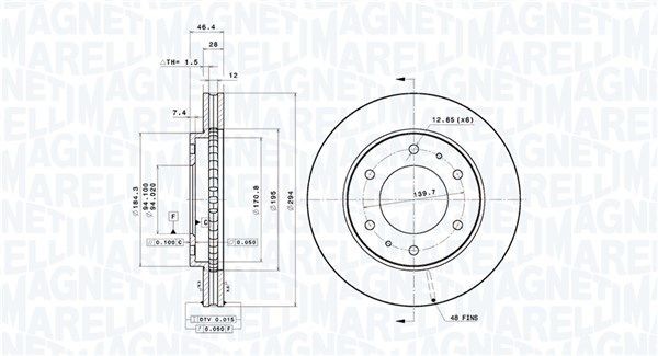 MAGNETI MARELLI 360406079501: Bremseskive Ø: 294mm, indvendigt ventileret, Ø: 294mm