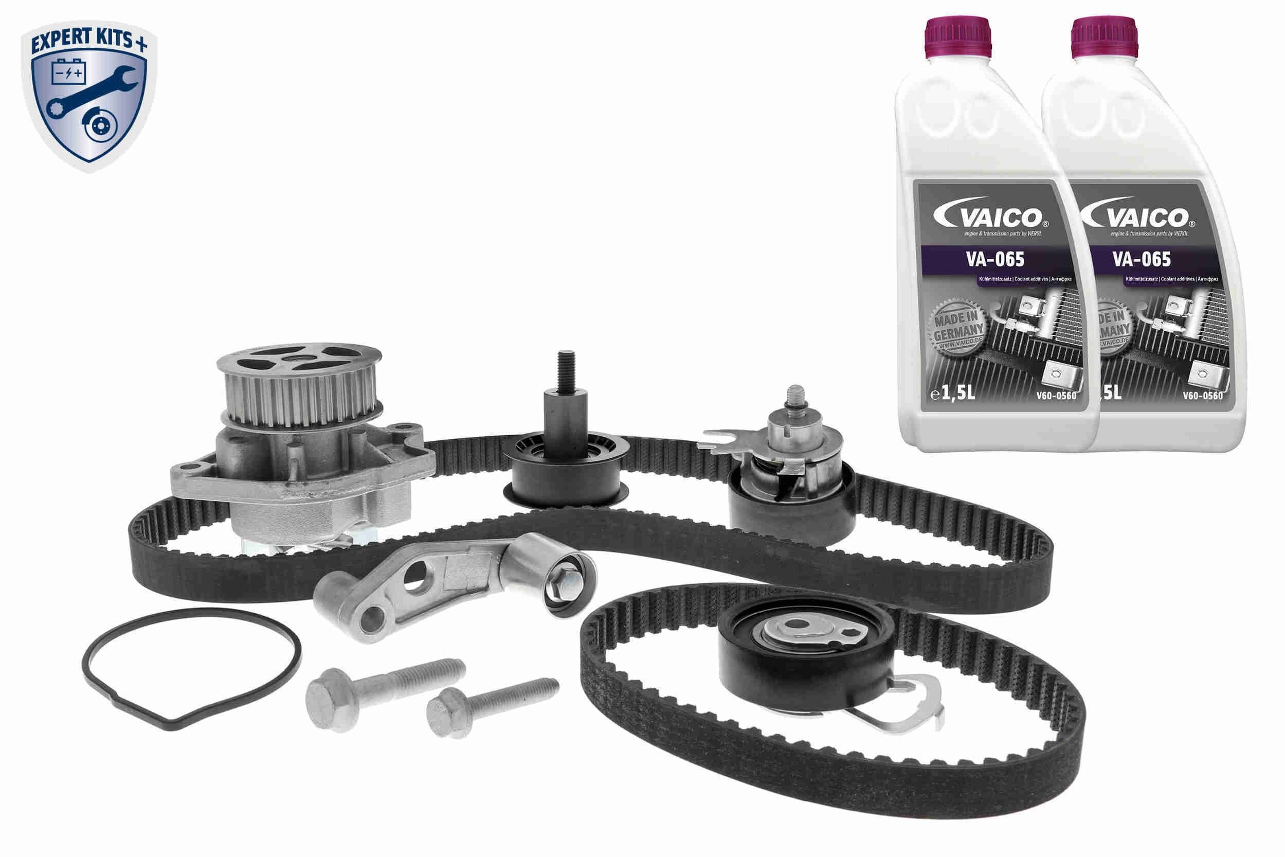 VAICO V10-50109: Bomba de água + kit de correia dentada EXPERT KITS + N.º dentes: 130, Largura: 20,0mm, com material de montagem/fixação, com líquido de refrigeração, com bomba de água