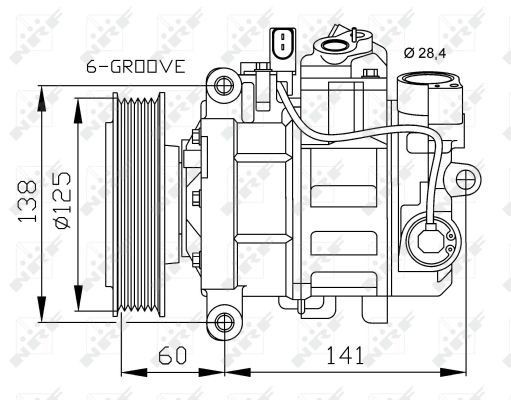 NRF 32930G: Kompresor klimatizácie GENUINE bez magnetickej spojky