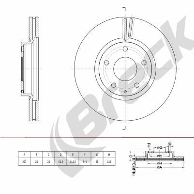 BRECK BR 445 VA100: Piduriketas Ø: 297mm, õhutusega, Hallmalm, Ø: 297mm, kaetud, ilma rattalaagrita
