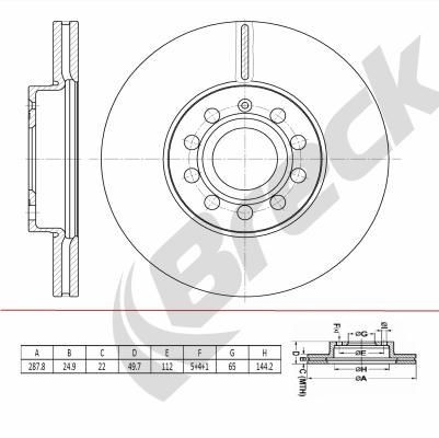 BRECK BR 447 VH100: Piduriketas Ø: 288mm, õhutusega, Ø: 288mm, kaetud, ilma rattalaagrita