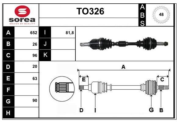 SERA TO326: Arbre de transmission 652mm