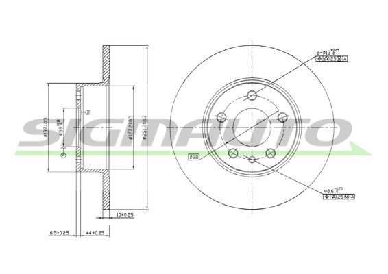 SIGMAUTO DBA067S: Disque de frein Essieu arrière, Ø: 251mm, plein, Ø: 251mm, peint