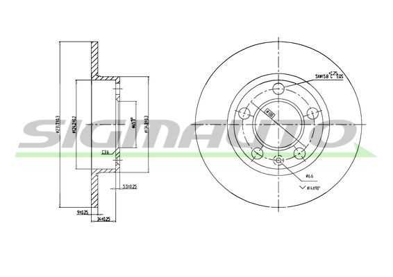 SIGMAUTO DBA929S: Stabdžių diskas galinė ašis, Ø: 232mm, visiškai, Ø: 232mm, nudažyta