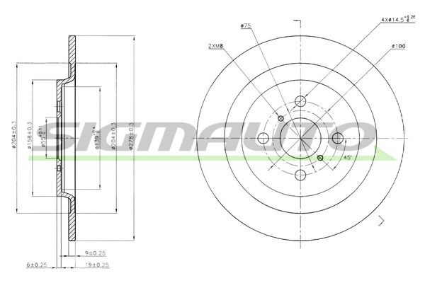 SIGMAUTO DBB588S: Brzdový kotúč Zadna naprava, Ø: 278mm, plný, Ø: 278mm, lakovane