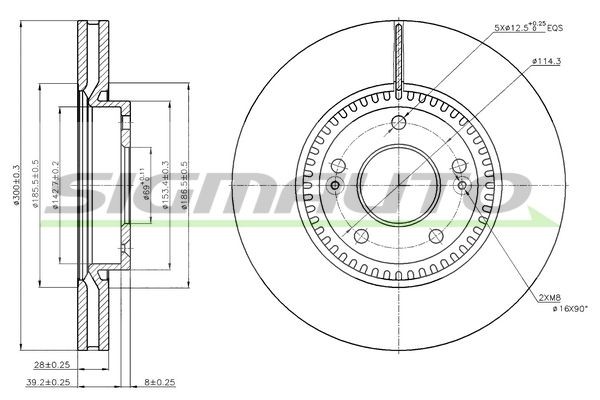SIGMAUTO DBB630V: Piduriketas Esisild, Ø: 300mm, õhutusega, Ø: 300mm, värvitud