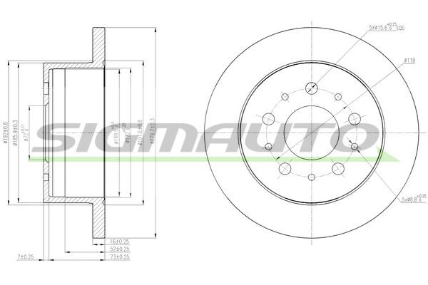 SIGMAUTO DBB653S: Bremseskive bagaksel, Ø: 280mm, fuldstændigt, Ø: 280mm, lakeret