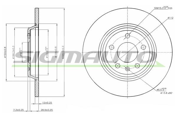 SIGMAUTO DBB666S: Piduriketas Tagasild, Ø: 300mm, täis, Ø: 300mm, värvitud