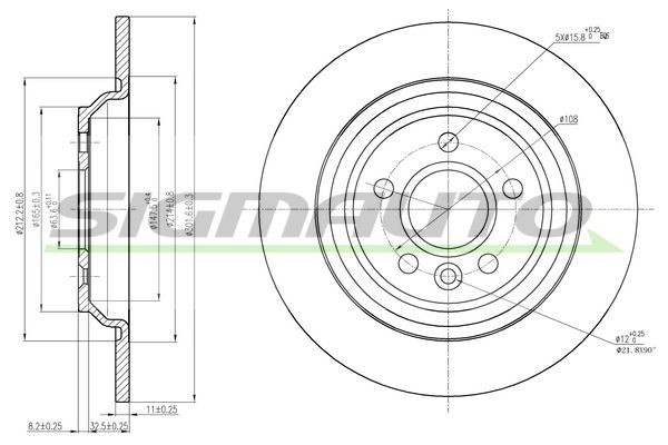 SIGMAUTO DBB720S: Piduriketas Tagasild, Ø: 300mm, täis, Ø: 300mm, värvitud