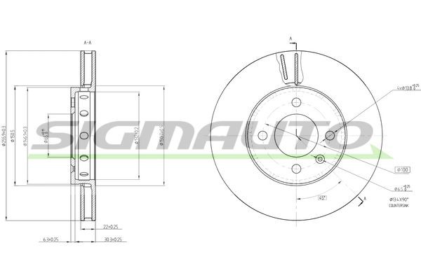 SIGMAUTO DBC184V: Piduriketas Esisild, Ø: 256mm, õhutusega, Ø: 256mm, värvitud