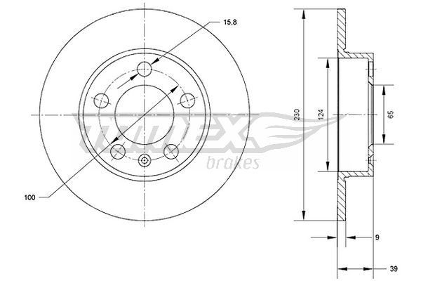 TOMEX brakes TX 70-01: Bremsscheibe Hinterachse, Ø: 230mm, voll, Ø: 230mm, lackiert