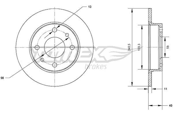 TOMEX brakes TX 70-04 Bremsscheibe Ø: 241mm, voll, Ø: 241mm, lackiert