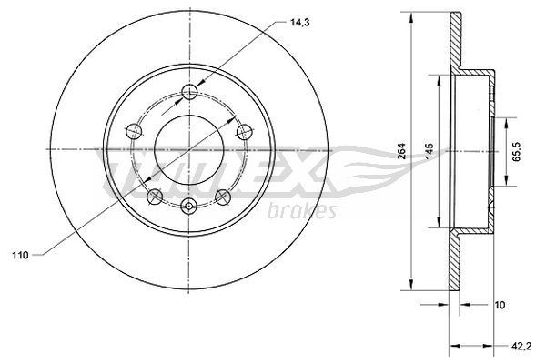 TOMEX brakes TX 70-06: Disco de freno Eje trasero, Ø: 264mm, macizo, Ø: 264mm, barnizado