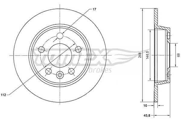 TOMEX brakes TX 70-16: Stabdžių diskas galinė ašis, Ø: 268mm, visiškai, Ø: 268mm, nudažyta