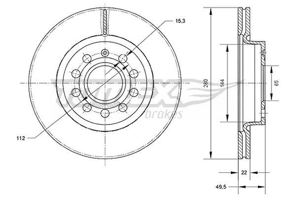 TOMEX brakes TX 70-30: Piduriketas Esisild, Ø: 280mm, õhutusega, Ø: 280mm, värvitud