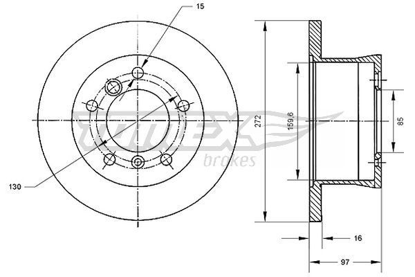 TOMEX brakes TX 70-35: Piduriketas Tagasild, Ø: 272mm, täis, Ø: 272mm, värvitud