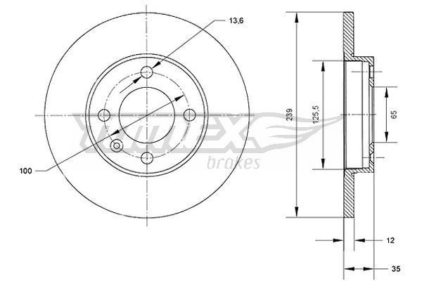 TOMEX brakes TX 70-38: Δισκόπλακα μπροστινός άξονας, Ø: 239mm, πλήρες, Ø: 239mm, βαμμένο