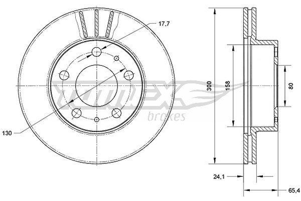 TOMEX brakes TX 70-60: Stabdžių diskas priekinė ašis, Ø: 300mm, ventiliuojama, Ø: 300mm, nudažyta