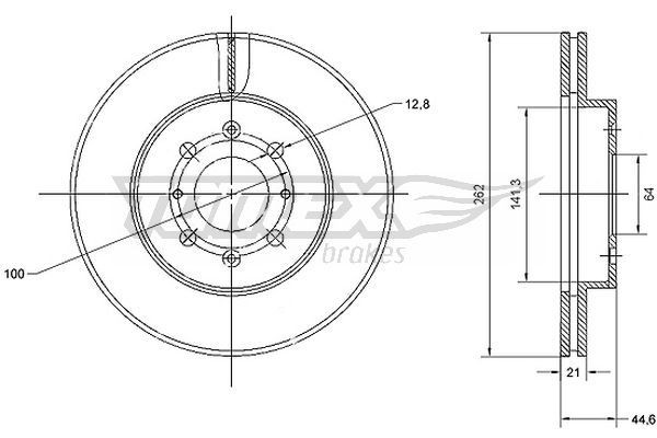 TOMEX brakes TX 70-68: Brzdový kotúč predna naprava, Ø: 262mm, vetraný, Ø: 262mm, lakovane