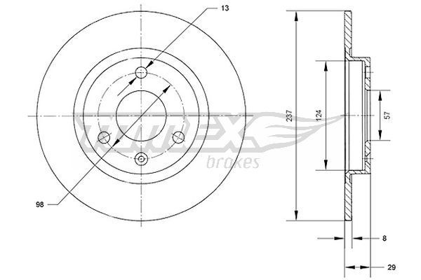 TOMEX brakes TX 70-86: Δισκόπλακα μπροστινός άξονας, Ø: 237mm, πλήρες, Ø: 237mm, βαμμένο