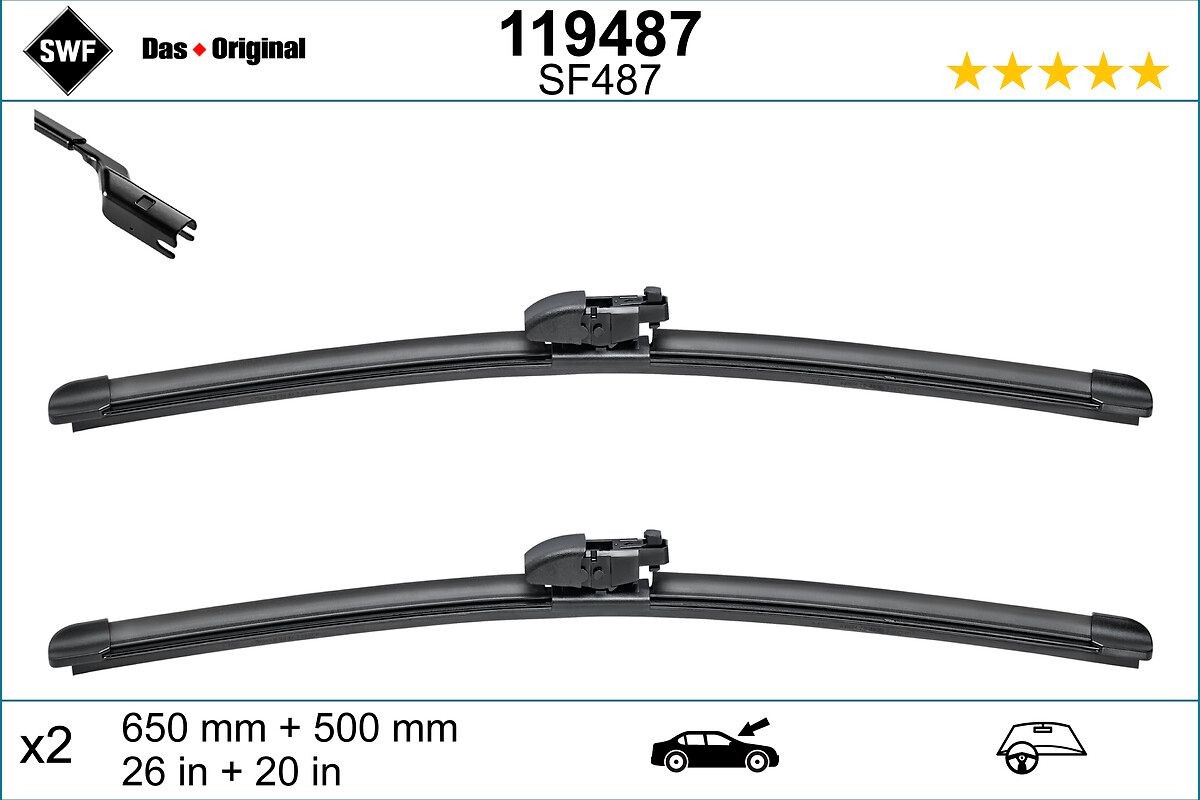 SWF 119487: Ablaktörlő lapát DAS ORIGINAL SET elöl, 650mm