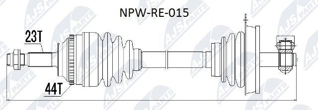 NTY NPW-RE-015: Άξονας μετάδοσης κίνησης Μπροστινός άξονας αριστερά, 630mm