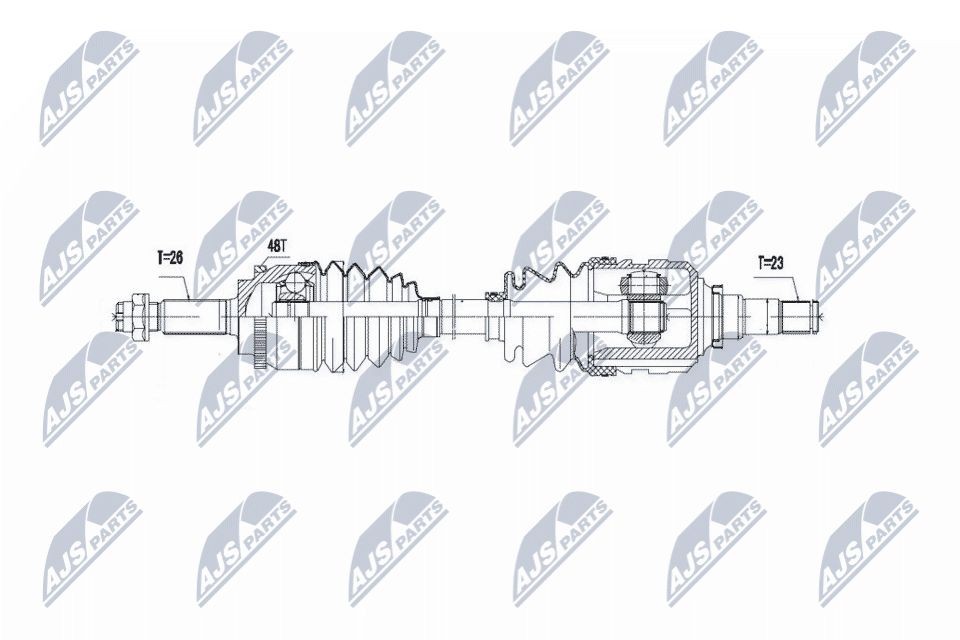 NTY NPW-TY-056: Arbre de transmission Essieu avant droit, 915mm