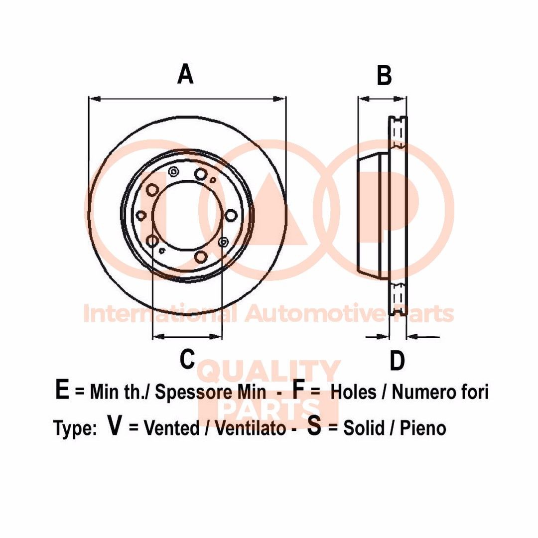 IAP QUALITY PARTS 709-21102: Piduriketas Esisild, Ø: 280mm, õhutusega, Ø: 280mm