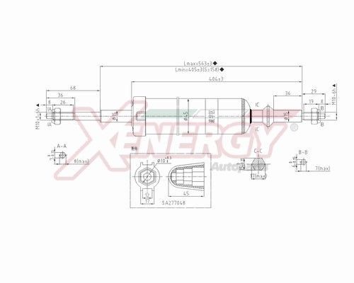 AP XENERGY X041349: Амортисьор задна ос, газов, Телескопичен амортисьор