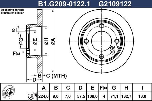 GALFER B1.G209-0122.1: Piduriketas Ø: 224,0mm, täis, Ø: 224,0mm, kaetud