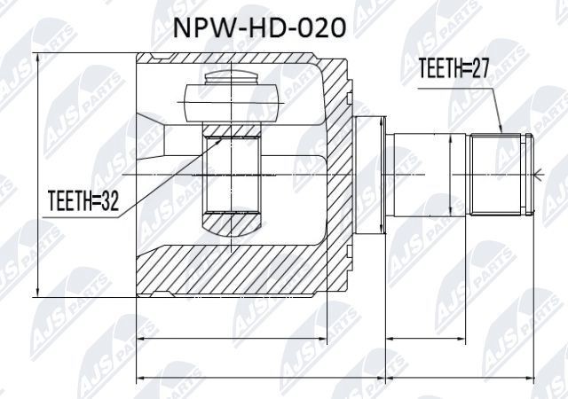 NTY NPW-HD-020: Каре комплект, полуоска на предната ос отдясно, от страната на трансмисията