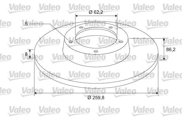 VALEO 675414: Piduriketas COATED Tagasild, Ø: 260mm, täis, Ø: 260mm, kaetud, koos kruviga, koos ABS-andurirõngaga, koos integreeritud rattalaagriga