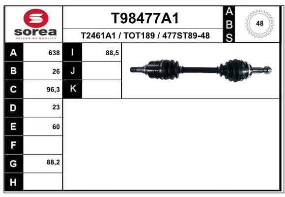 EAI T98477A1: Arbre de transmission 638mm