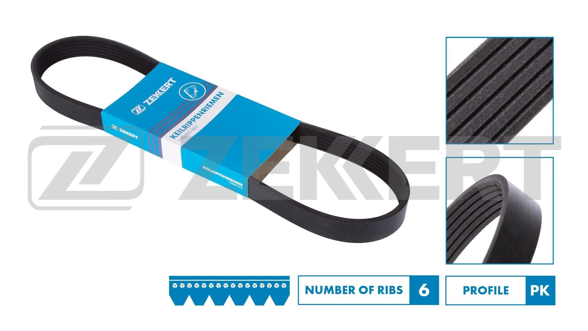 ZEKKERT KR-6PK1740: V formos rumbuoti diržai 1740mm, briaunų skaičius: 6