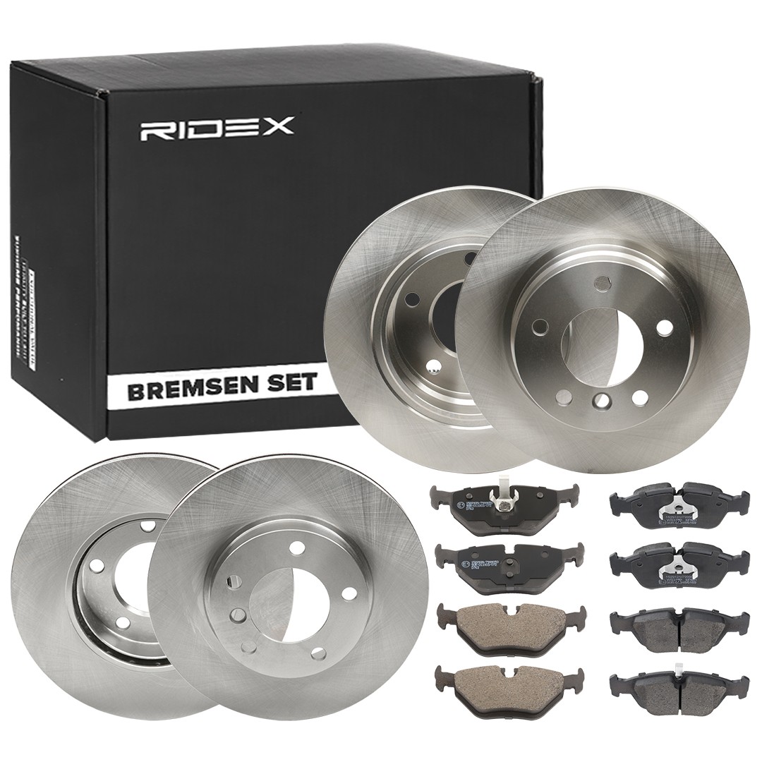 RIDEX 3405B0356: Pidurikomplekt, ketaspidur Tagasild, Esisild, Ø: 286, 280mm, sisemine õhutus, täis
