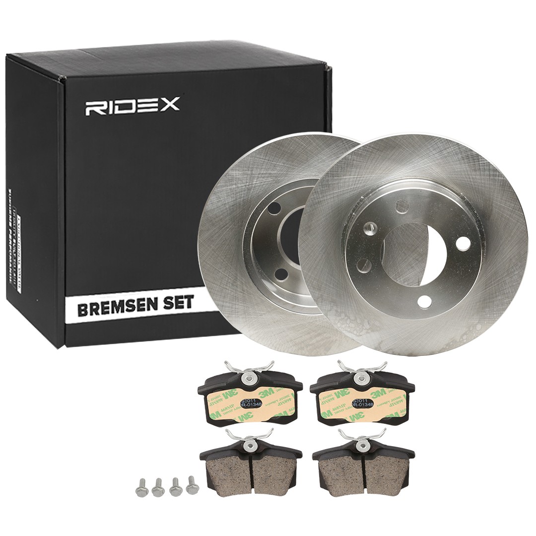 RIDEX 3405B0365: Souprava brzd, koutocova brzda Zadní náprava, R: 232mm, plný