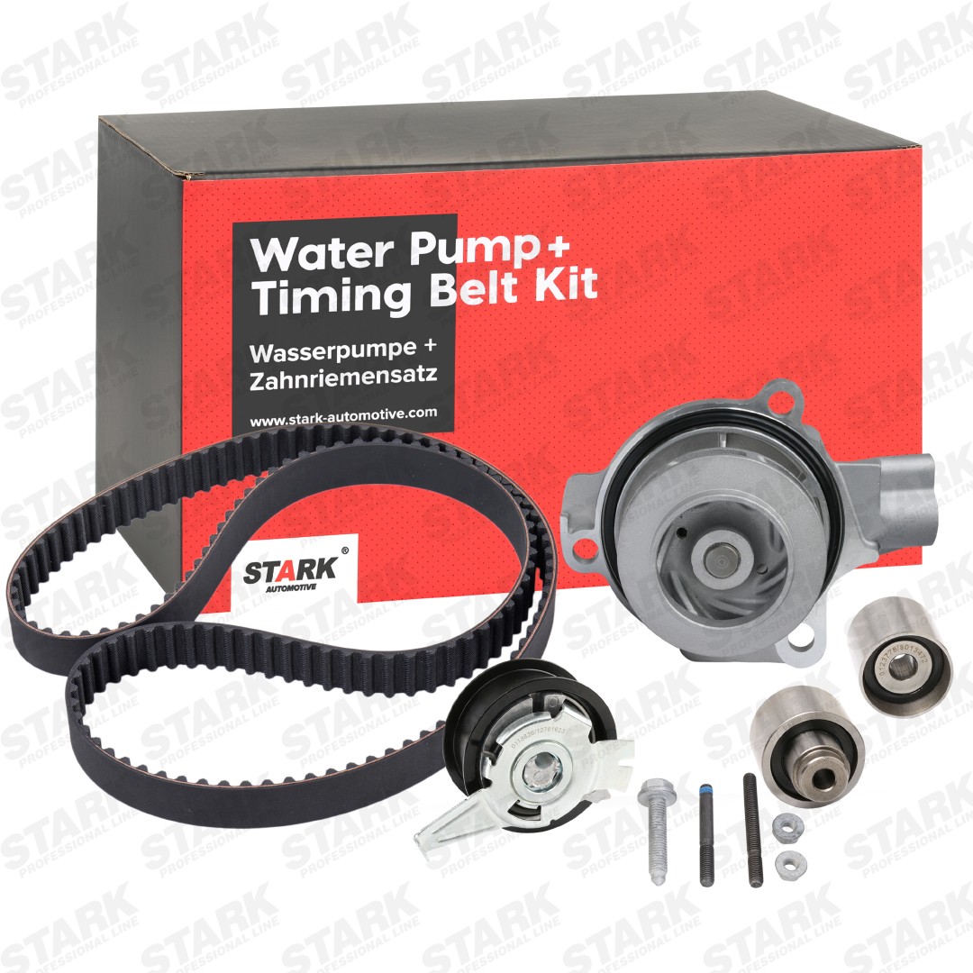 STARK SKWPT-0750222: Kit de distribution + pompe à eau Nbr. dents: 145, Largeur: 25mm, avec pompe à eau, avec matériel de montage/fixation, Pompe à eau non-commutable, avec vis/boulons, sans câble