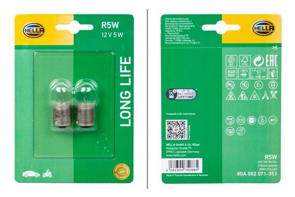 HELLA 8GA 002 071-353: Ampoule, feu de stationnement / de position LONG LIFE UP TO 3x LONGER LIFETIME