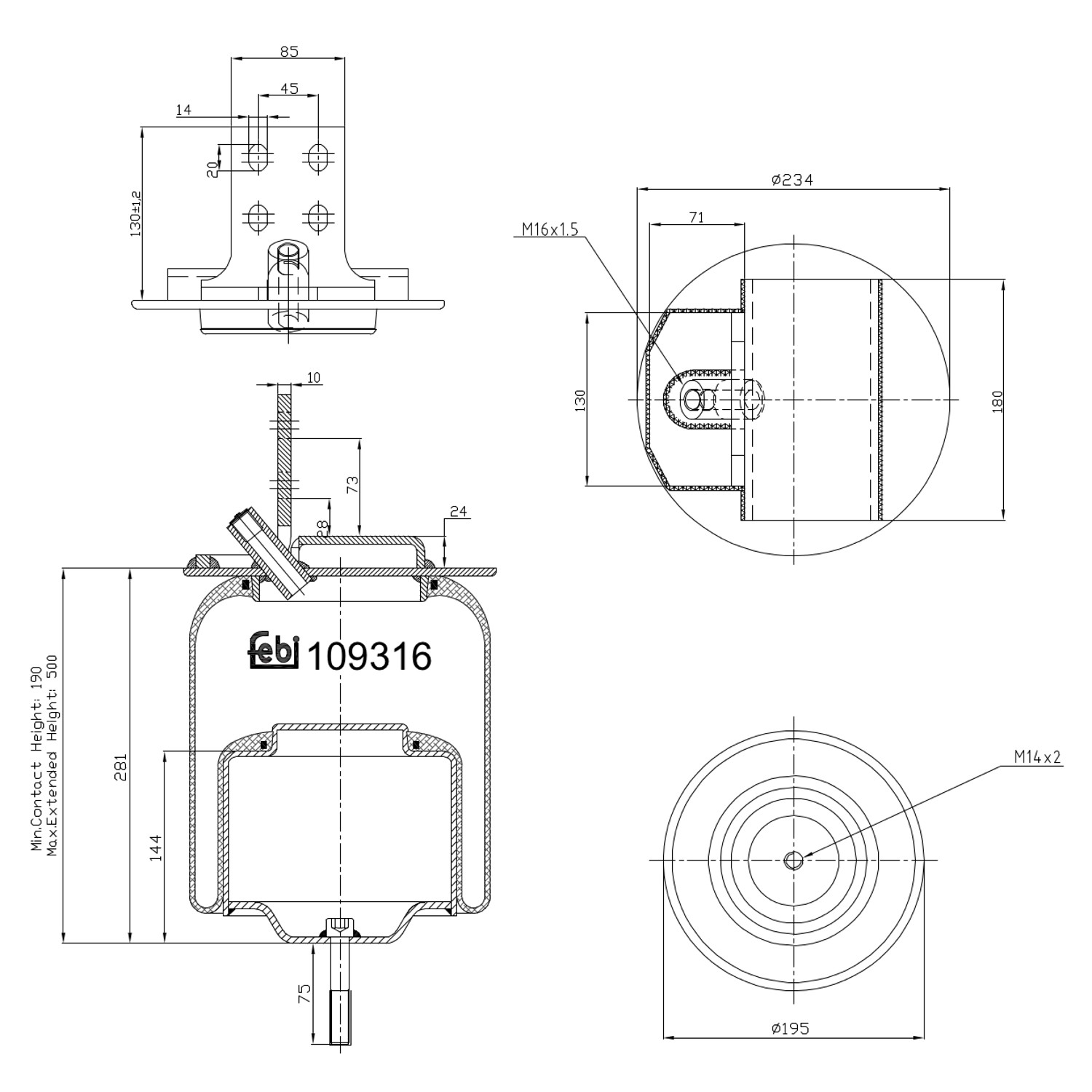 FEBI BILSTEIN 109316: Miech zawieszenia pneumatycznego