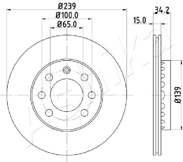 ASHIKA 60-00-0904: Stabdžių diskas Ø: 239mm, ventiliuojama, Ø: 239mm