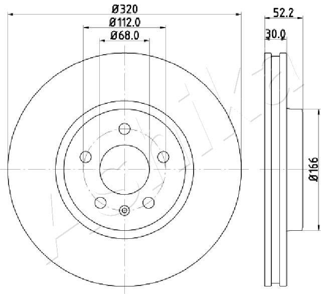 ASHIKA 60-00-0917: Bremžu diski Priekšējais tilts, Ø: 320mm, ventilējams, Ø: 320mm