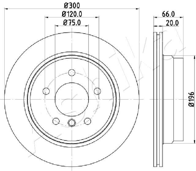ASHIKA 61-00-0114: Disco de freno Eje trasero, Ø: 300mm, ventilación interna, Ø: 300mm