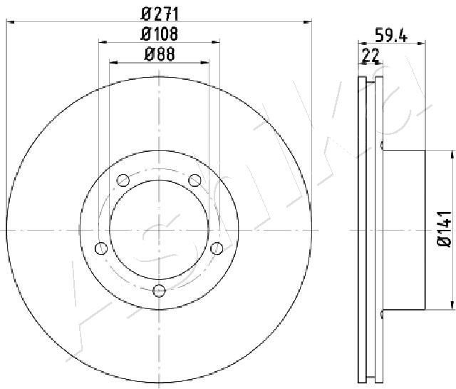 ASHIKA 61-00-0401: Disc de frână puntea spate, Ř: 260mm, plin, Ř: 260mm