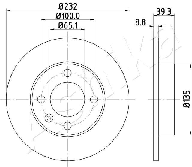 ASHIKA 61-00-0921: Bremsscheibe Ø: 232mm, voll, Ø: 232mm