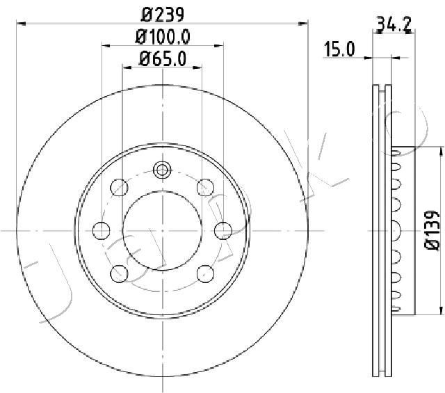 JAPKO 600904: Stabdžių diskas Ø: 239mm, ventiliuojama, Ø: 239mm