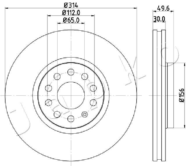 JAPKO 600933: Piduriketas Esisild, Ø: 314mm, õhutusega, Ø: 314mm