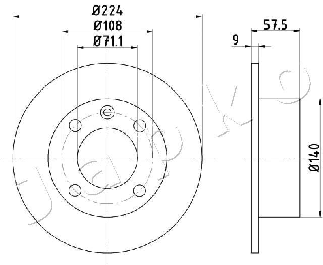 JAPKO 610614: Piduriketas Ø: 224mm, täis, Ø: 224mm