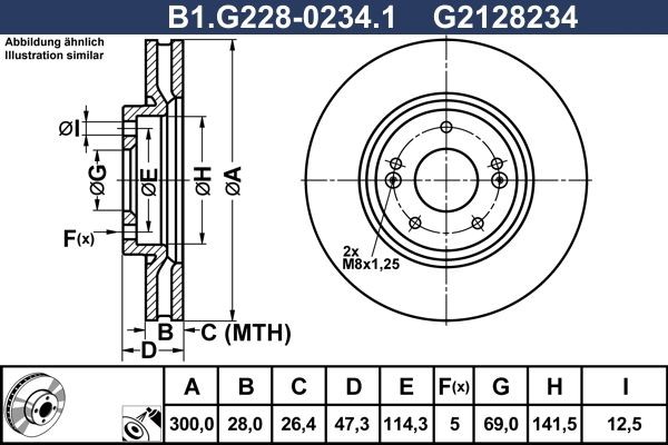 GALFER B1.G228-0234.1: Piduriketas Ø: 300,0mm, õhutusega, Ø: 300,0mm, kaetud