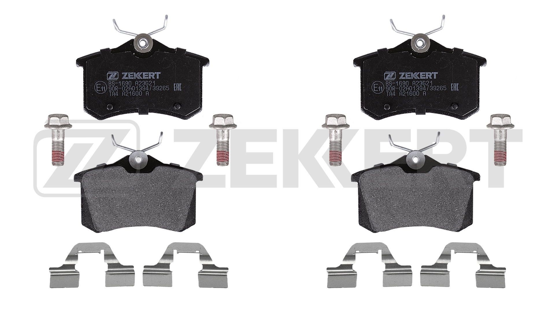 ZEKKERT BS-1690: Комплект спирачно феродо, дискови спирачки задна ос, с болтове на спирачния апарат