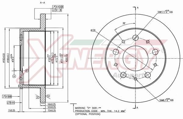 AP XENERGY X601166: Bromsskiva Ø: 280mm, full, Ø: 280mm, lackerad